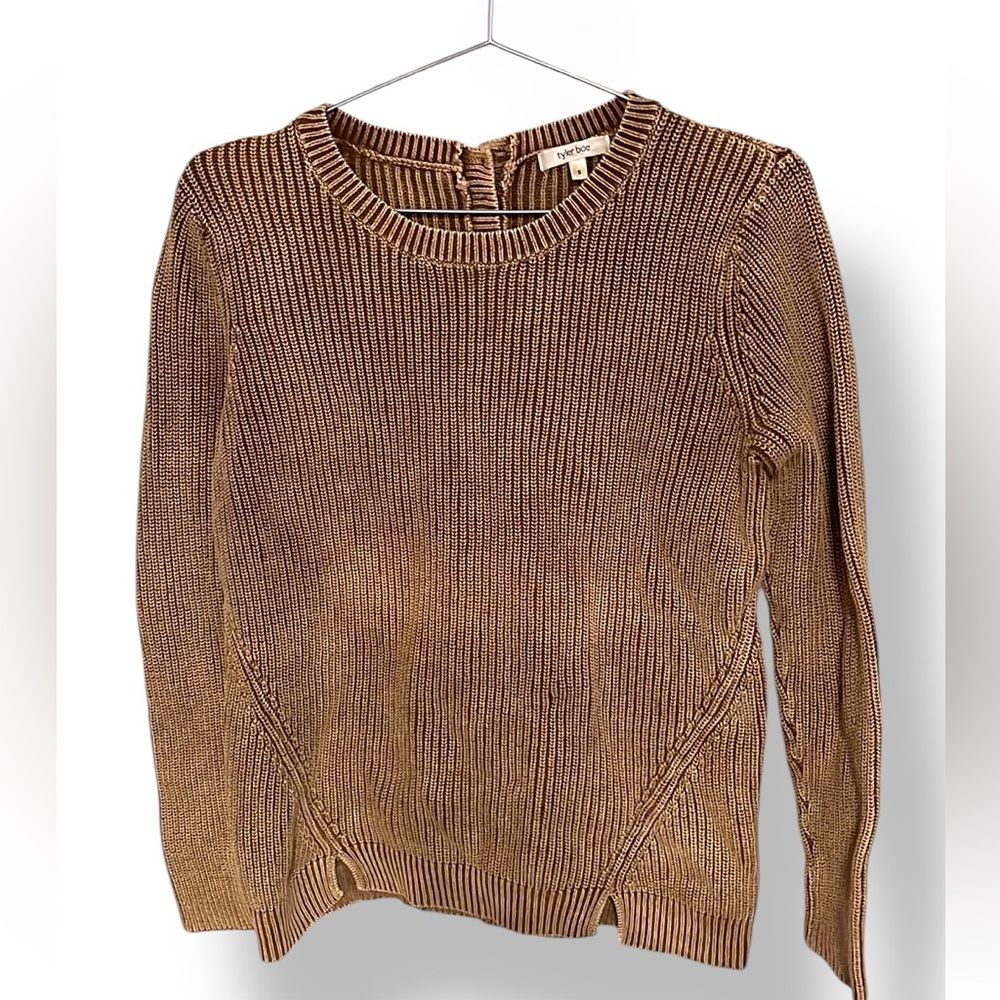 Tyler Boe Cotton Mineral Wash Crew Neck Sweater Size S Tan Brown - Picture 2 of 13